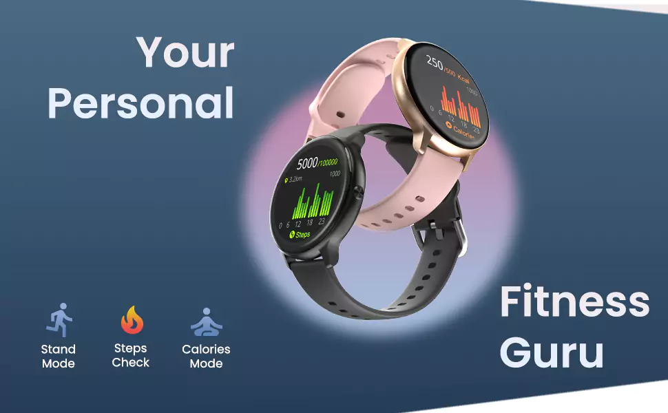 Ambrane Sphere Smartwatch Brightness Lucid Display, 7 Days Battery, SpO2, 24*7 Heart Monitoring, Steps, Calories, 17 Sports Mode, IP68 Resistant | zopic