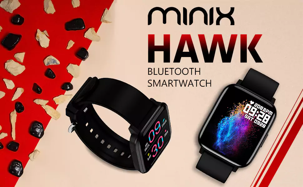 Minix Hawk Smartwatch with Message Reminder, Blood Pressure Heart & SpO2 Monitoring, Sleep Monitor & Water Resistance, 7 Days Battery Life