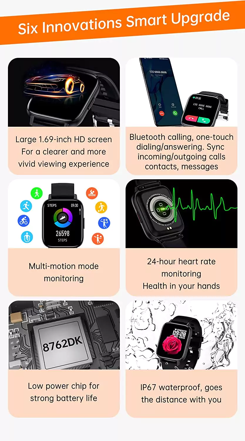 Minix Voice Smartwatch With 15 Days Battery Life Wireless Charger ,1.69 Full Touch HD Display & HD Bluetooth Calling,8+ Sports Modes , 24*7 Heart Rate | zopic