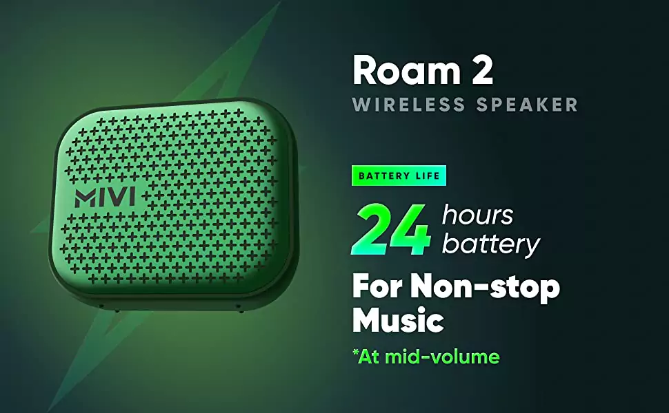 Mivi Roam 2 Speaker Bluetooth 5W Portable Speaker,24 Hours Playtime,Powerful Bass, Wireless Stereo, Waterproof, Bluetooth 5.0 and in-Built Mic with Voice Assistance | zopic