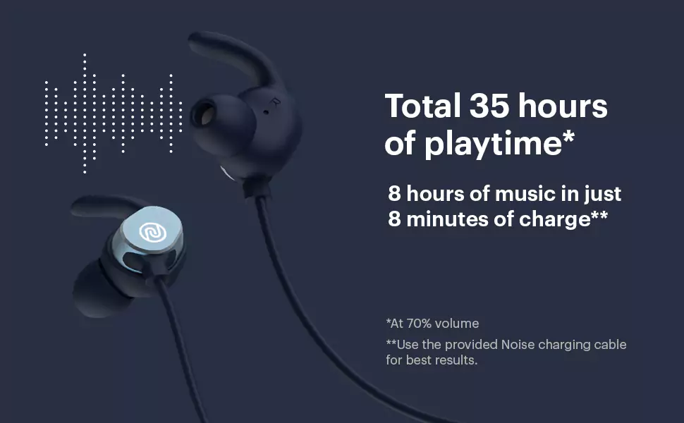 Noise Flair in-Ear Wireless BT Smart Neckband Earphone with Touch Controls, 35 Hour Playtime, Environmental noise Cancellation with Dual mic, Fast Charging | zopic