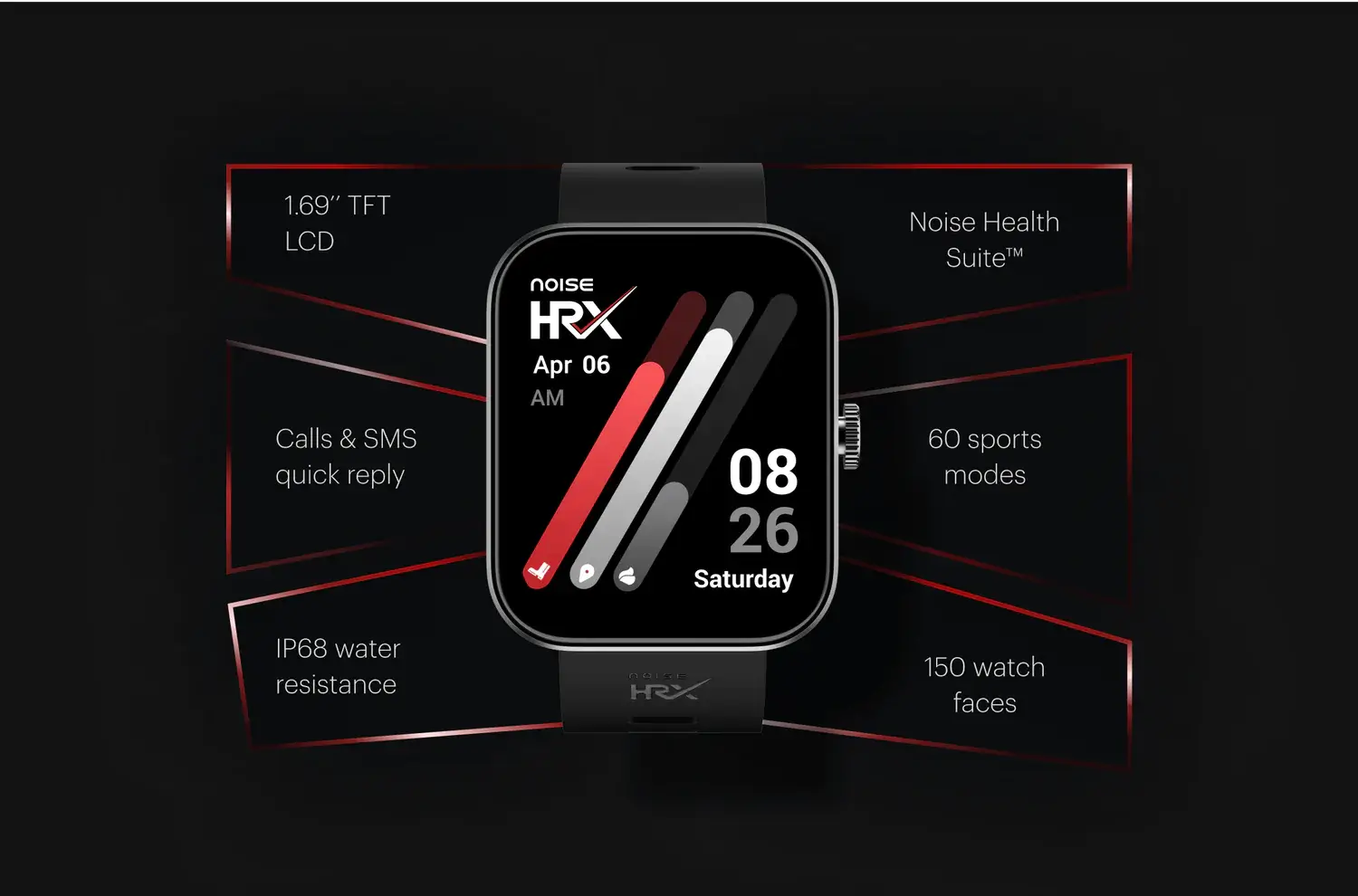 zopic Noise X-Fit 2 (HRX Edition) Smartwatch with 1.69inch Display & 60 Sports Modes, Battery Upto 7 Days, Health SuiteTM, Touch screen Fitness & Outdoor, Noise Health SuiteTM (SpO2, 24x7 heart rate tracking, activity tracker, sleep monitor, stress monitor, and female health tracker)60 sports modes| 150 watch faces|IP68 water resistance | zopic