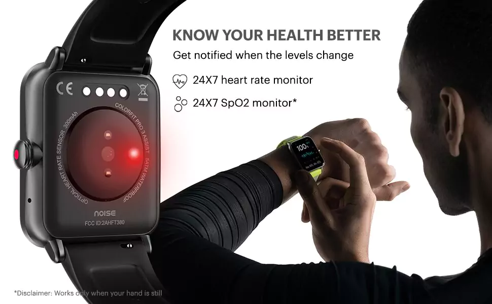 zopic Noise ColorFit Pro 3 Assist Smartwatch with 24*7 Spo2 Monitoring, 1.55" HD TruView Display, Stress, Sleep, Heart Rate Tracking, Battery 10 Days | zopic
