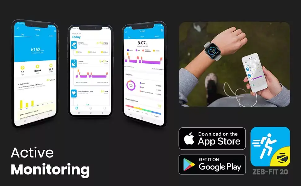Zebronics FIT920CH Smartwatch with Display 30Days Standby, Music Control, Customizable Faces,IP67 Rating, Pedometer, Multi Sports Mode, SpO2 | zopic