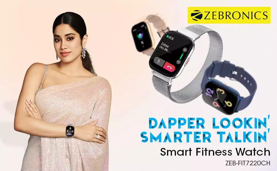 Zebronics ZEB FIT7220CH Smartwatch Fitness with Call Function via Built-in Speaker, 2.5D Curved Glass, Square Display, Metal Body, 7-Day Data Storage | zopic