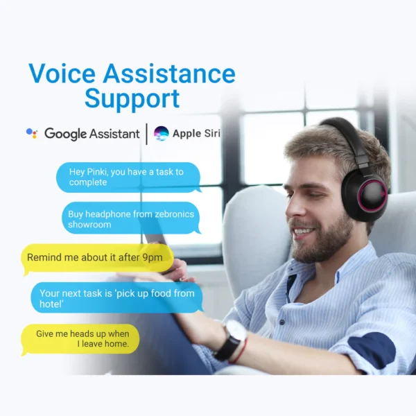 Zebronics Zeb Duke Headphones Wireless Bluetooth Over The Ear with Mic, Charging time 2hrs, Playback time, 30 hrs, Wireless BT, Voice assistant support | zopic