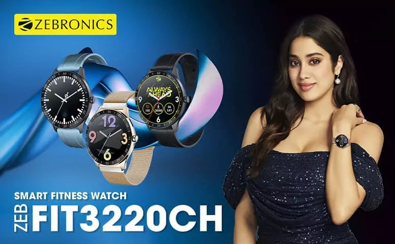 Zebronics Zeb FIT3220CH Smartwatch Fitness with Full Touch TFT Round Display, Metal Body, Day Data Storage, BP & Heart Rate Monitor, Built in Games | zopic