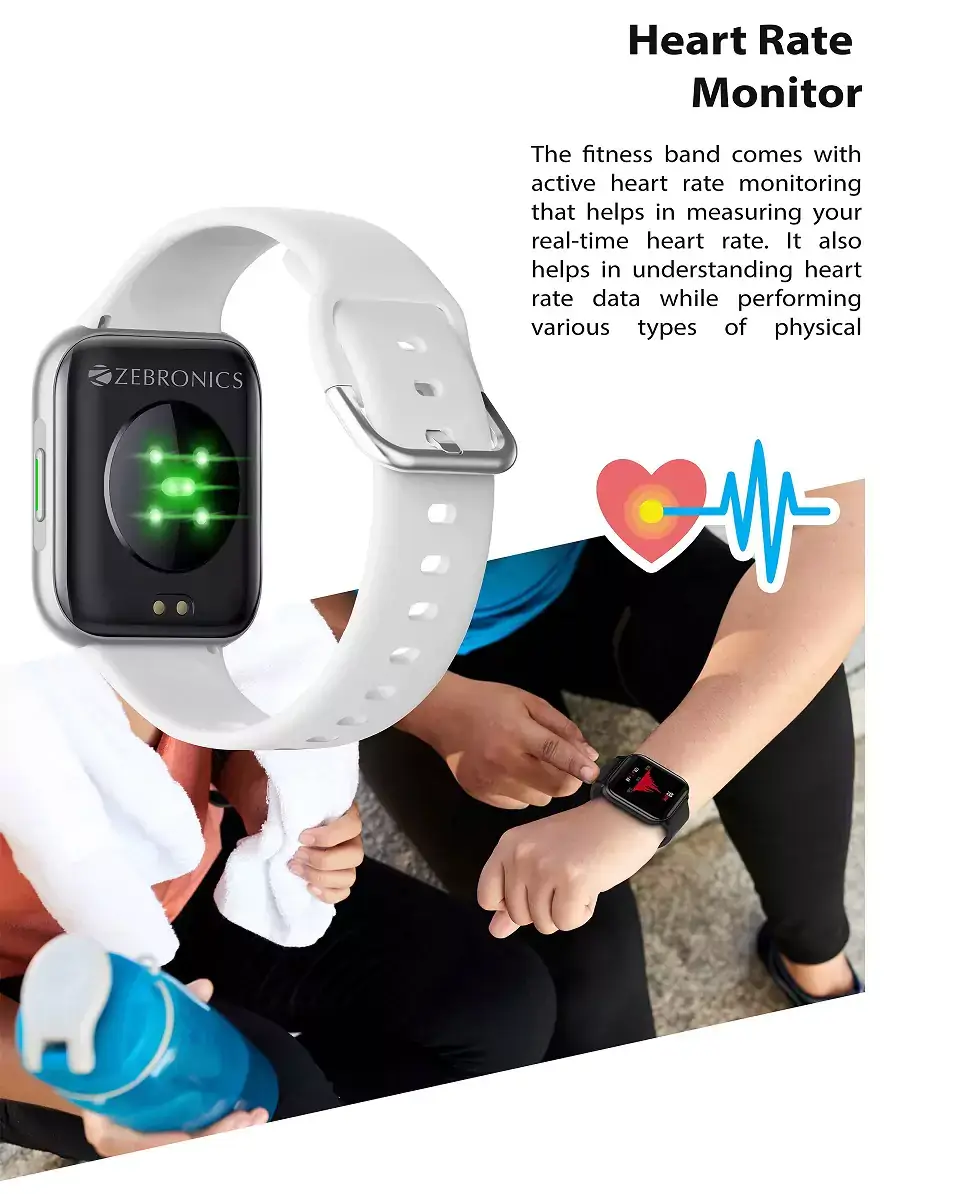 Zebronics Zeb Fit1220CH Smartwatch Fitness Watch, 2.5D Curved Glass Full Touch Display, SpO2, BP & Heart Rate Monitor, IP67 Water Resistant, 7 Sports Mode | zopic