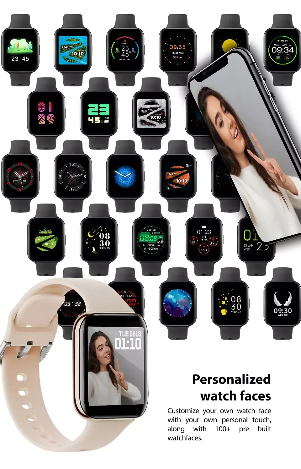 Zebronics Zeb Fit1220CH Smartwatch Fitness Watch, 2.5D Curved Glass Full Touch Display, SpO2, BP & Heart Rate Monitor, IP67 Water Resistant, 7 Sports Mode | zopic