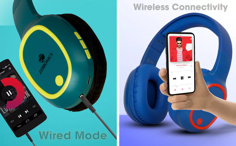 Zebronics Zeb-Thunder Headphone Wireless Bluetooth Over The Ear, FM, mSD, 9 hrs Playback with Mic, Charging time 1.5H, Standby time 600 Hrs | zopic