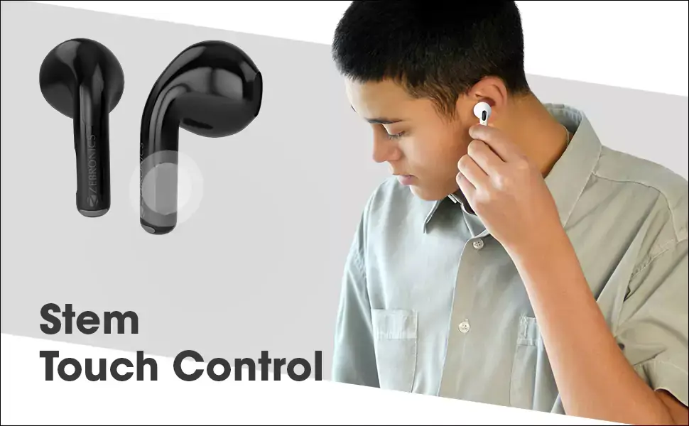 Zebronics Zeb Sound Bomb 3 TWS Earbuds up to 12H Backup, Flash Connect, Splash Proof, Voice Assistant, 13mm Driver, Built in Microphone and Type C | zopic
