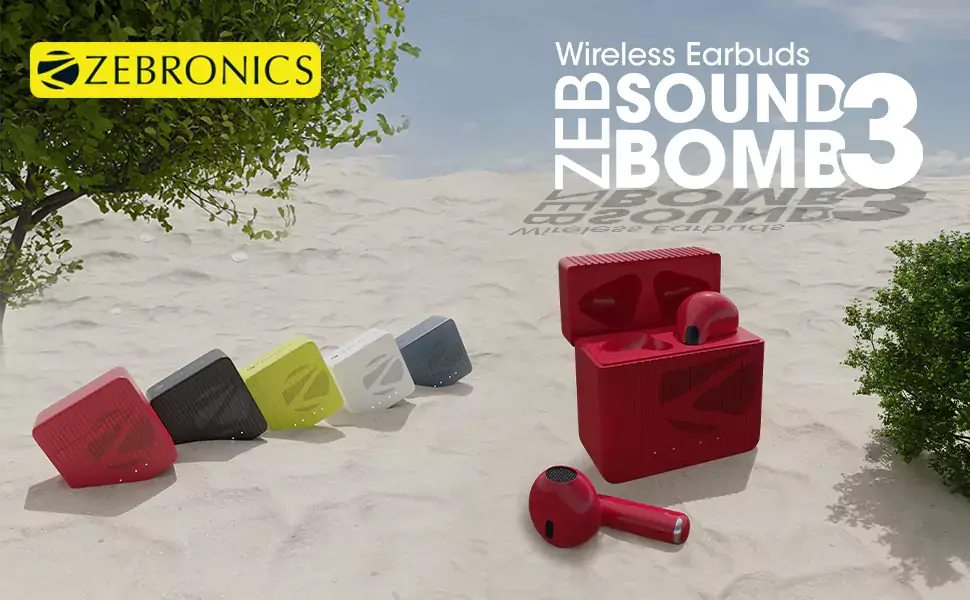 Zebronics Zeb Sound Bomb 3 TWS Earbuds up to 12H Backup, Flash Connect, Splash Proof, Voice Assistant, 13mm Driver, Built in Microphone and Type C | zopic
