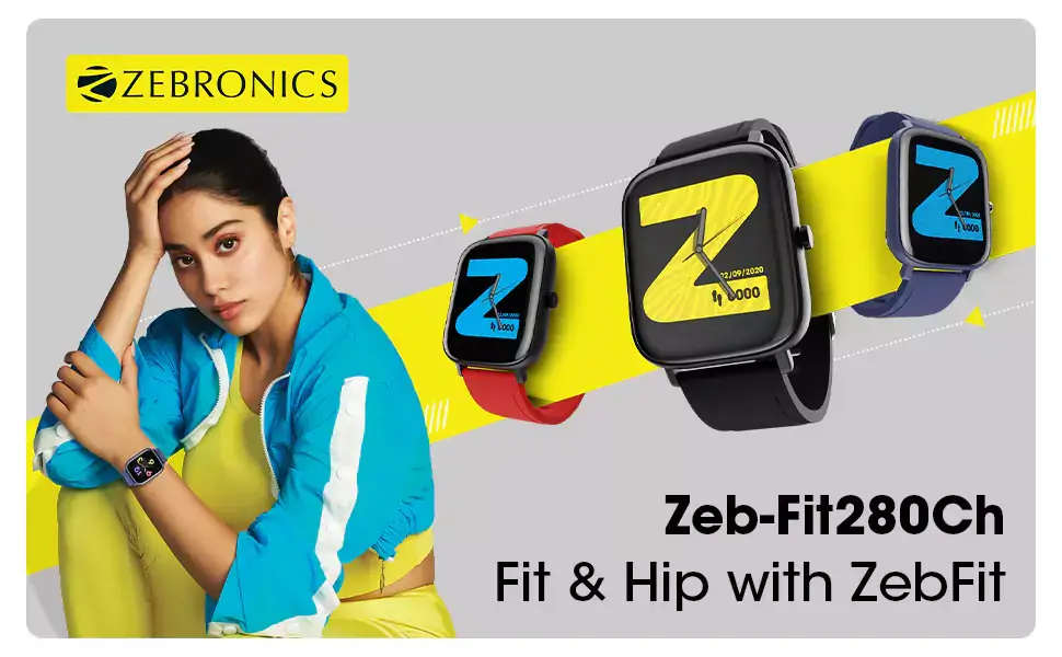 Zebronics ZEB FIT280CH Smartwatch with Screen Size 3.55cm (1.39inch) 12 Sports Modes, IP68 Waterproof, Heart Rate, BP, Caller ID, 7 Days Storage | zopic