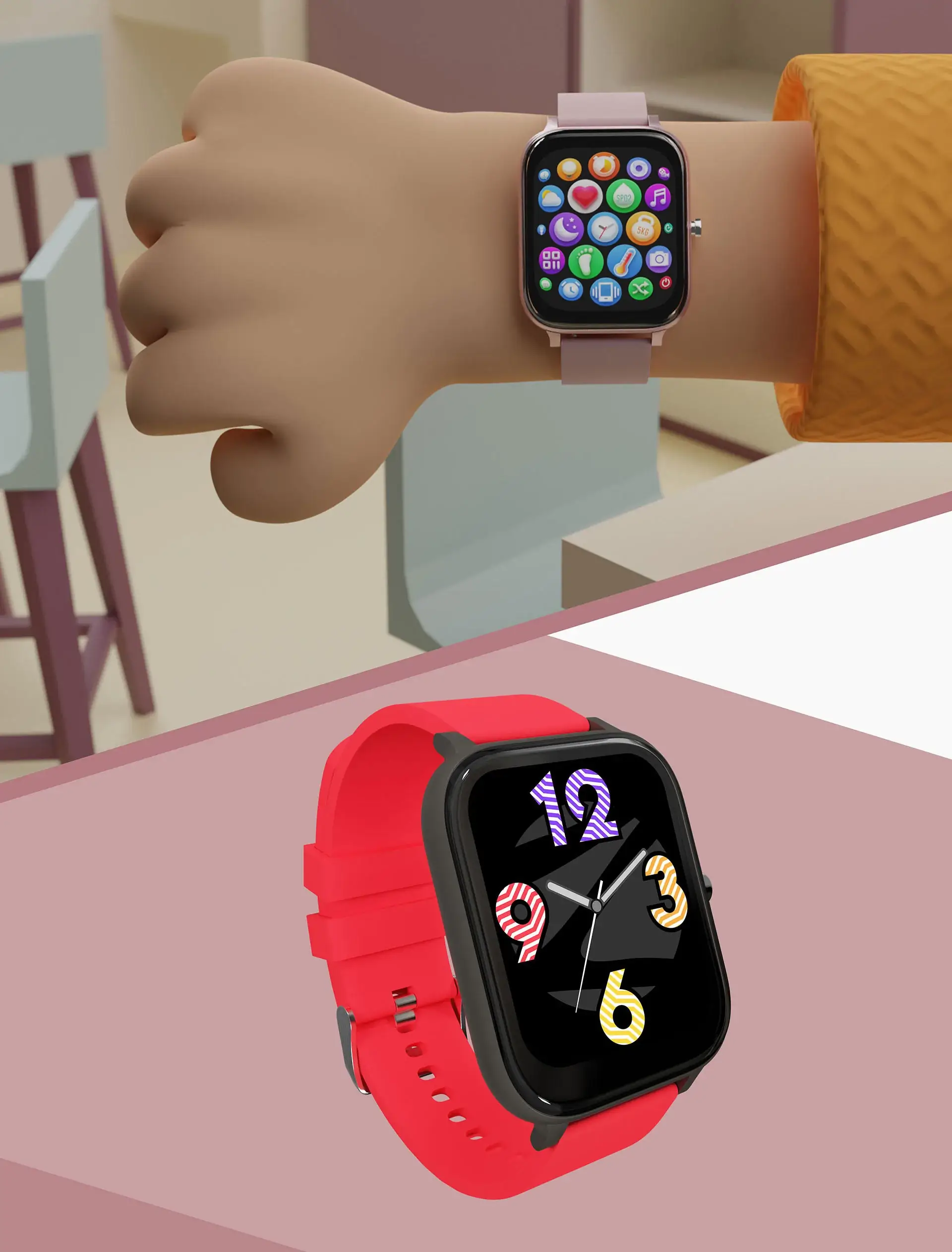 Zebronics ZEB FIT8220CH Smartwatch with 4.3cm Large Square Touch Display, IP68 Waterproof, Heart Rate, 12 Sports Mode, Caller ID, All Notifications | zopic