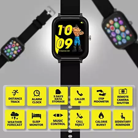 Zebronics ZEB FIT8220CH Smartwatch with 4.3cm Large Square Touch Display, IP68 Waterproof, Heart Rate, 12 Sports Mode, Caller ID, All Notifications | zopic