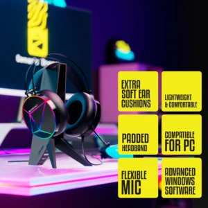 Zebronics Zeb Blitz Headphones USB Gaming Wired Over Ear with Dolby Atmos, RGB LED, Windows Software, Simulated 7.1 Surround Sound