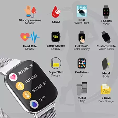 Zebronics Zeb-FIT5220CH Smartwatch Limited Edition Smart Fitness ,2.5D Curved Glass 4.4cm Square Display, SpO2/BP/HR Monitor, IP68 Water Proof | zopic