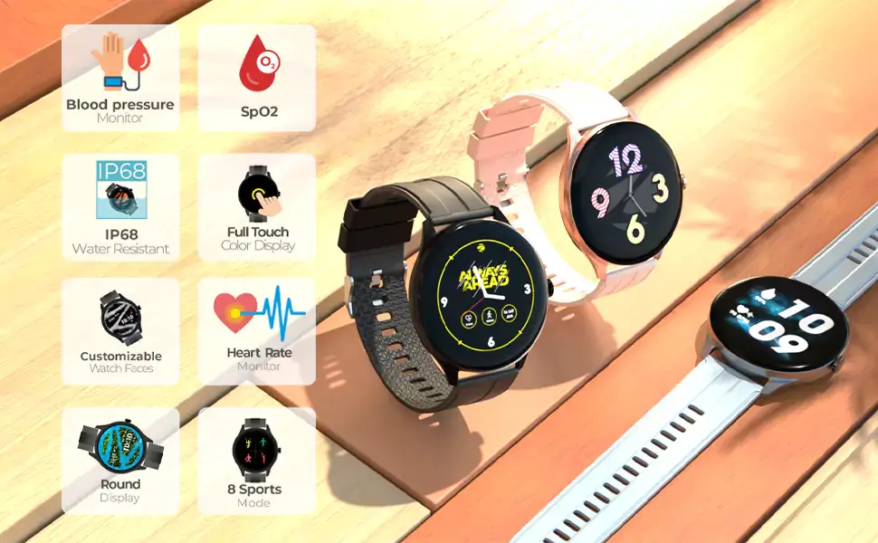 Zebronics Zeb Fit2220CH Smartwatch Fitness Band, 2.5D Curved Glass Full Touch Display, SpO2, BP & Heart Rate Monitor, IP68 Water Resistant, 8 Sports Mode | zopic