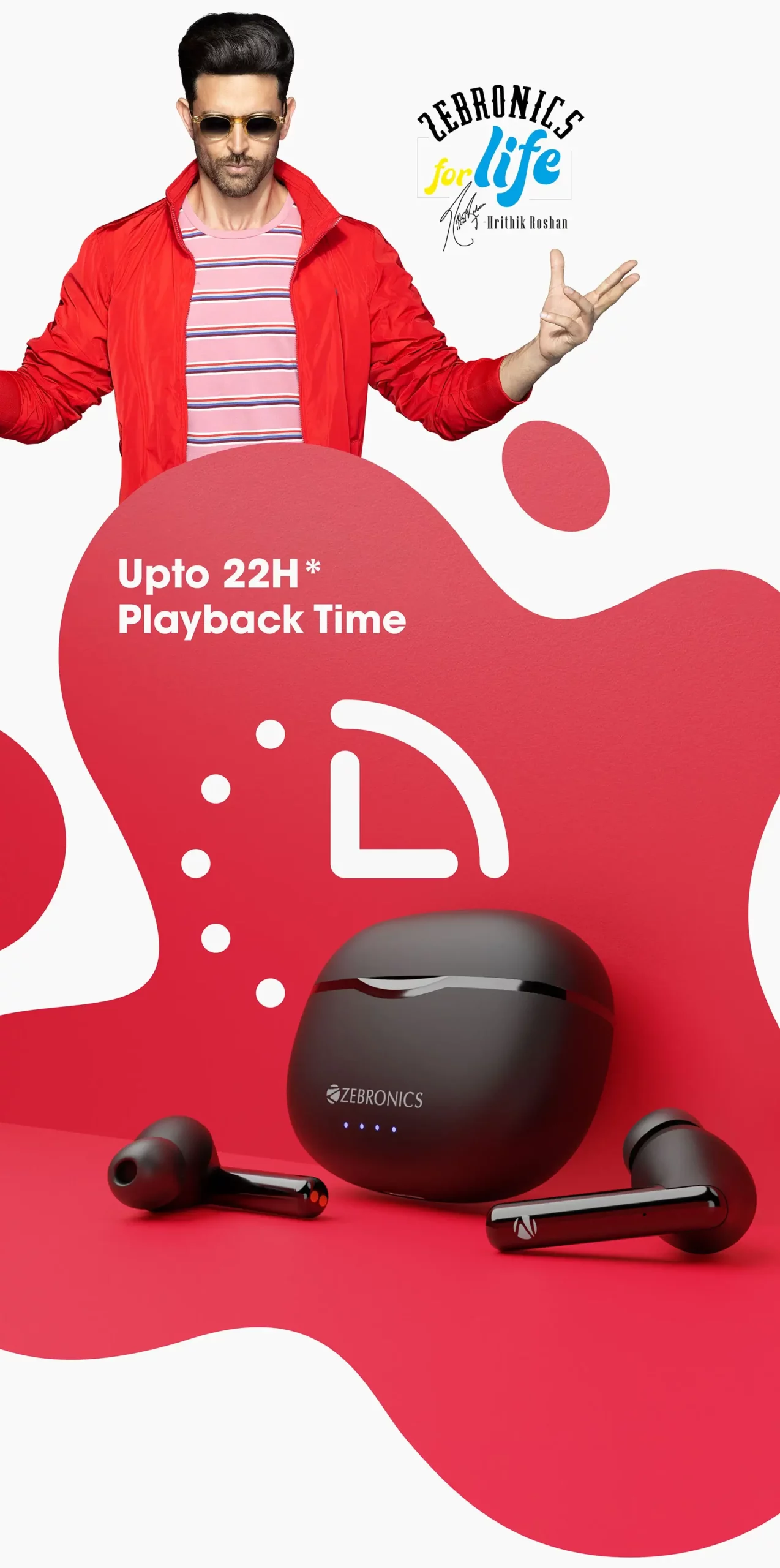 Zebronics Zeb Sound Bomb 5 Earbuds TWS Bluetooth Up to 22H Backup, Flash Connect, Splash Proof, 10Mm Driver, with Mic and Type C | zopic