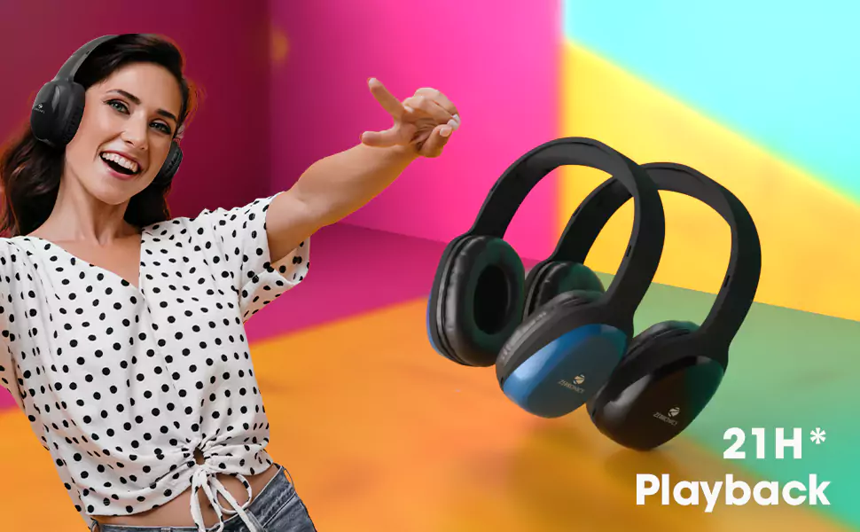 Zebronics Zeb Thunder Headphone PRO On-Ear Wireless with BTv5.0, Up to 21 Hours Playback, 40mm Drivers with Deep Bass, Wired Mode, USB-C Type Charging | zopic