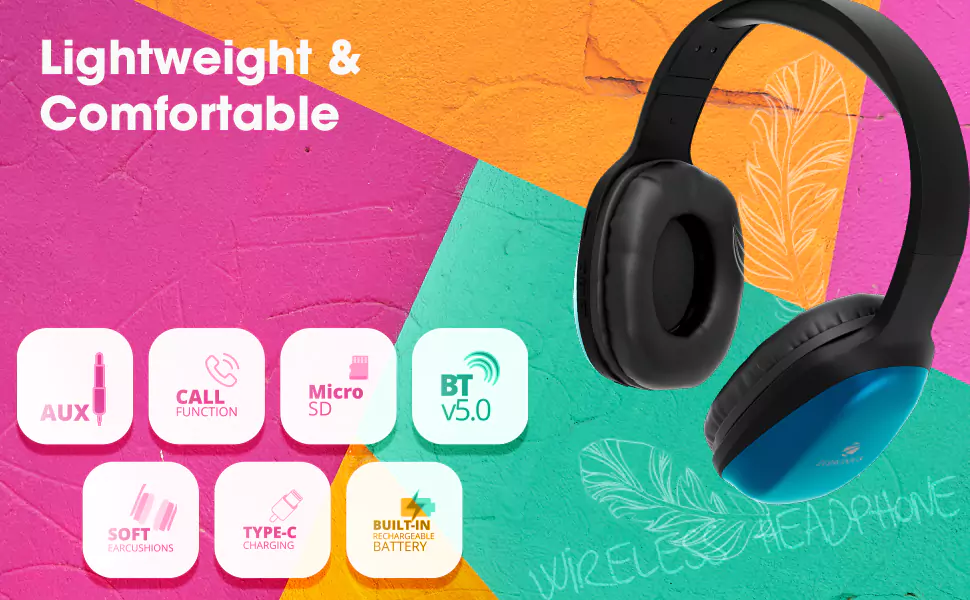 Zebronics Zeb Thunder Headphone PRO On-Ear Wireless with BTv5.0, Up to 21 Hours Playback, 40mm Drivers with Deep Bass, Wired Mode, USB-C Type Charging | zopic
