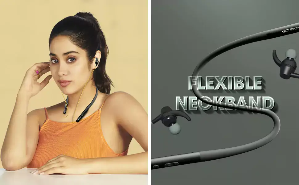 Zebronics Zeb Yoga 90 Plus Neckband Wireless in-Ear, Dual Pairing, Type C Charging, Metallic Magnetic Earpiece, Call & Media Controls, Splash Proof | zopic