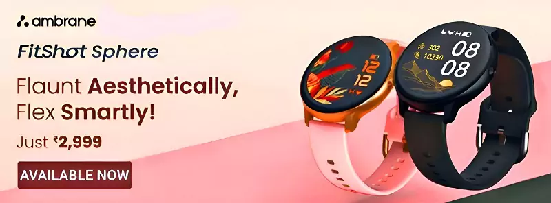 ambrane fitshot sphere banner zopic 89 smartwatch
