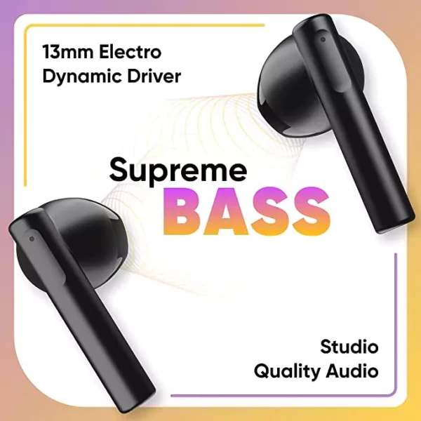 Mivi DuoPods A350 Earbuds 50hrs Playtime True Wireless with Rich Bass,13mm Dynamic Drivers, Fast Charging, Made in India, Half in Ear, Metallic Shades | zopic