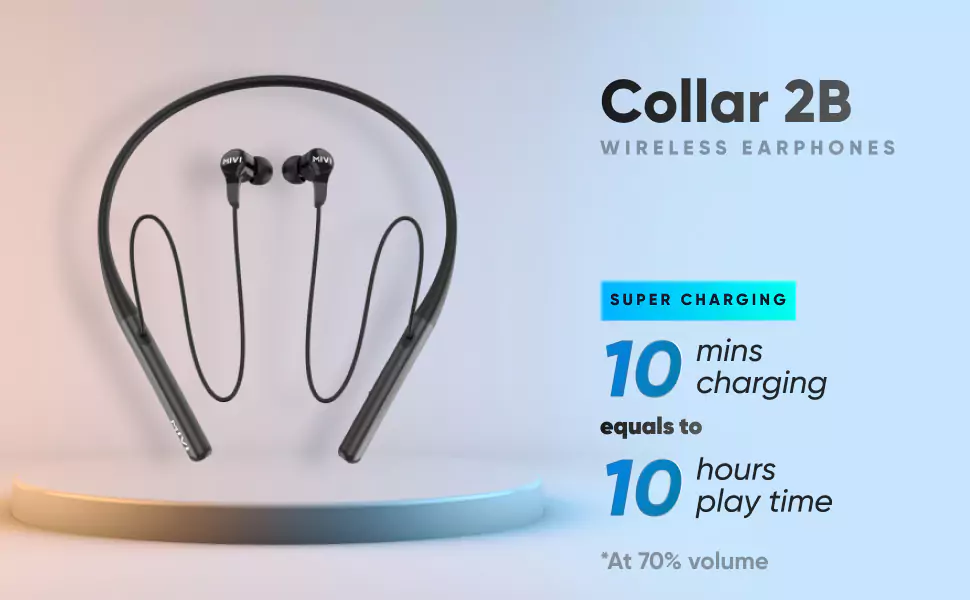 Mivi Collar 2B Neckband Bluetooth Wireless in Ear Earphones, 24 Hours Playtime, IPX7 Water Proof, Booming Bass, Magnetic Buds, Bluetooth 5.0 with mic | zopic