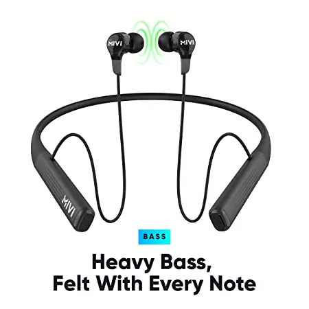 Mivi Collar 2B Neckband Bluetooth Wireless in Ear Earphones, 24 Hours Playtime, IPX7 Water Proof, Booming Bass, Magnetic Buds, Bluetooth 5.0 with mic | zopic