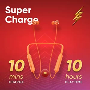 Mivi Collar Flash Neckband Bluetooth Wireless in Ear Earphones, 24 Hours Battery Life, Booming Bass, IPX4 Sweat Proof, Passive Noise Cancellation