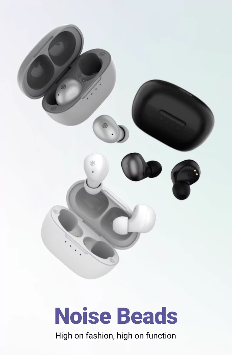 Noise Beads Earbuds TWS with 18 Hours Longest Playtime in Single Charge, Metallic Finish, HyperSync™ Technology, Full Touch Controls | zopic