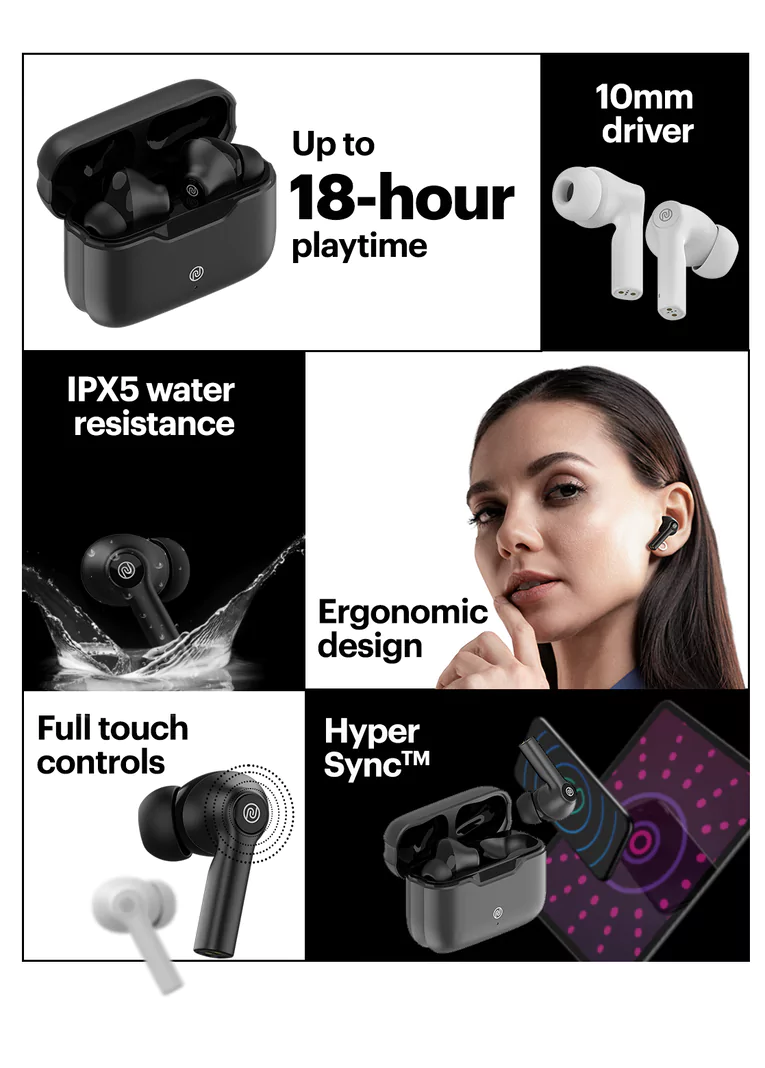 Noise Buds VS103 Truly Wireless Earbuds with 18-Hour Playtime, HyperSync Technology, Full Touch Controls and Voice Assistant, Full touch controls | zopic
