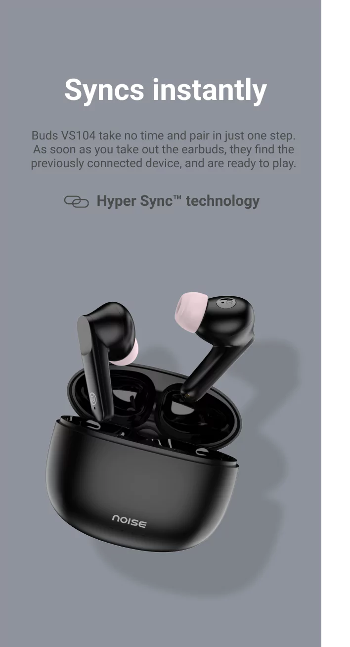 Noise Buds Vs104 Earbuds Bluetooth Truly Wireless in Ear Earbuds with Mic, 30-Hours of Playtime, Instacharge, 13Mm Driver and Hyper Sync | zopic