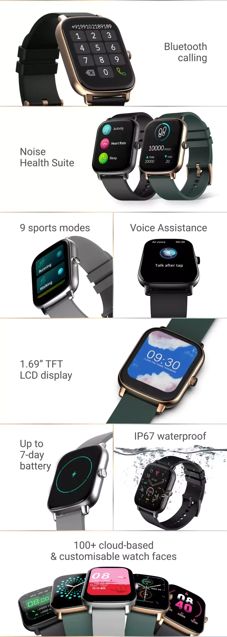 Noise ColorFit Icon Buzz Smartwatch Bluetooth Calling with Voice Assistance, 1.69"(4.29cm) Display, Built-in Games, Sleep, Spo2, OneSize | zopic