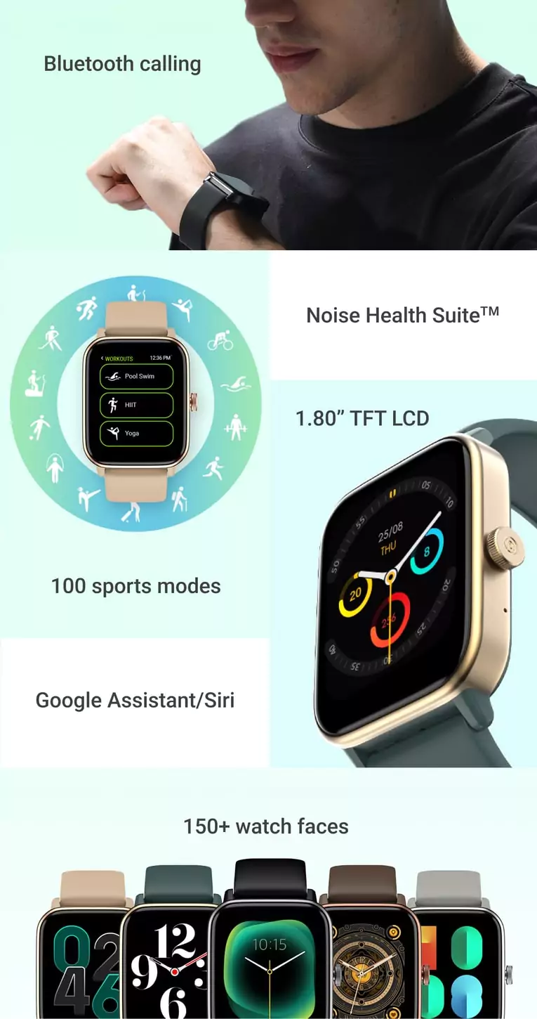 zopic Noise ColorFit Pro 4 Max Smartwatch 1.8" Biggest Display, Bluetooth Calling, 100 Sports Modes, Noise Detection, Noise Health & Productivity Suite, Battery 7 Days | zopic