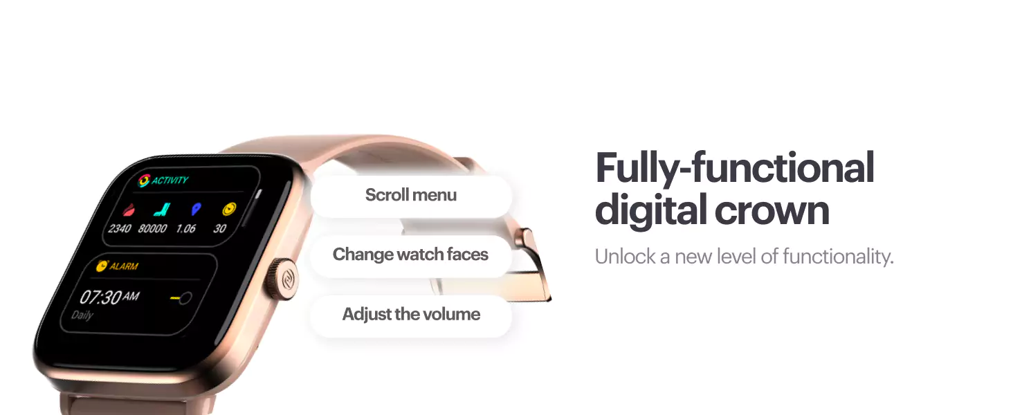 zopic Noise ColorFit Pro 4 Bluetooth Calling Smartwatch with 1.72" TruView Display, Fully-Functional Digital Crown, 311 PPI, 60Hz Refresh Rate, 500 NITS Brightness, Battery 7 Days, OneSize | zopic
