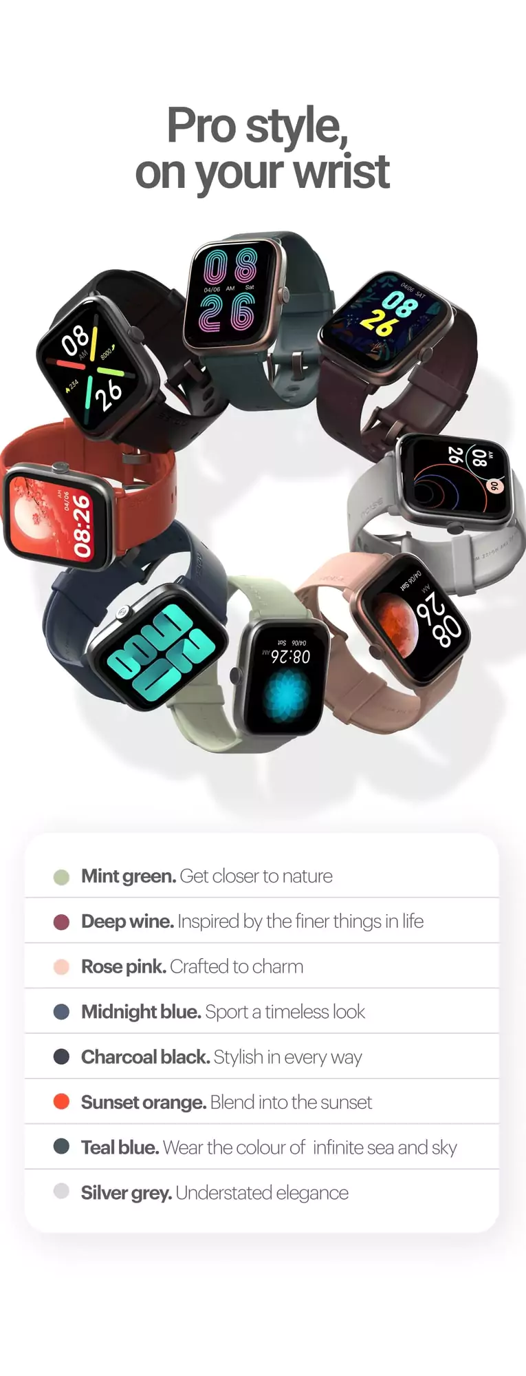 zopic Noise ColorFit Pro 4 Bluetooth Calling Smartwatch with 1.72" TruView Display, Fully-Functional Digital Crown, 311 PPI, 60Hz Refresh Rate, 500 NITS Brightness, Battery 7 Days, OneSize | zopic