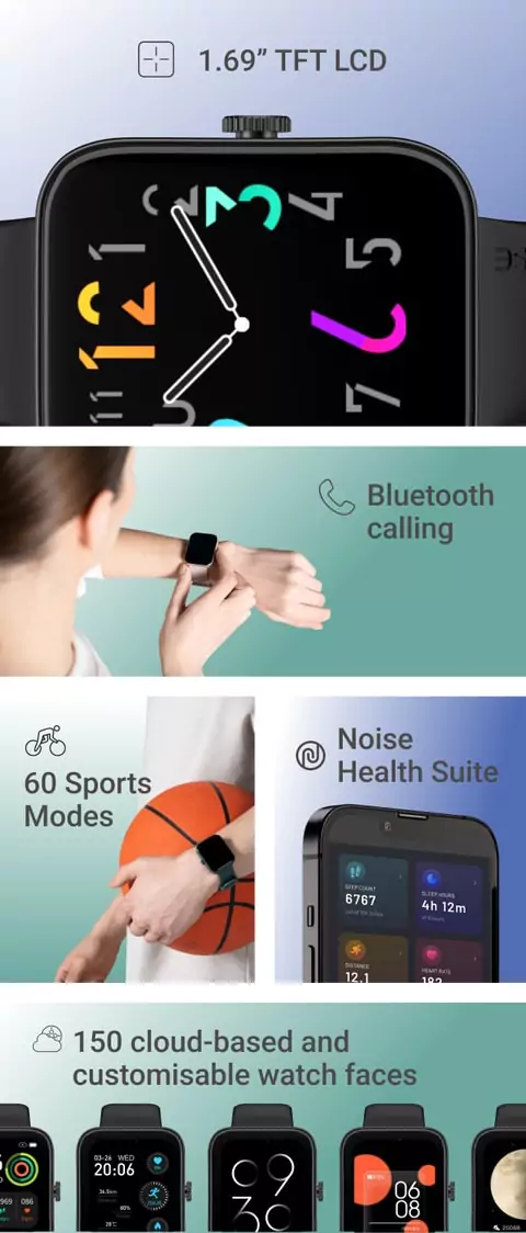 zopic Noise ColorFit Pulse Buzz Smartwatch 1.69" with Call Function, Battery Upto 7 Days, 150 Watch Faces, 60 Sports Modes, Spo2 & Heart Rate Monitoring | zopic
