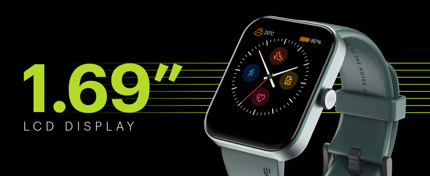 zopic Noise ColorFit Pulse Grand Smartwatch With 7 Days Battery, 1.69"(4.29cm) HD Display, 60 Sports Modes, 150 Watch Faces, Fast Charge, Heart Rate Monitoring & IP68 | zopic