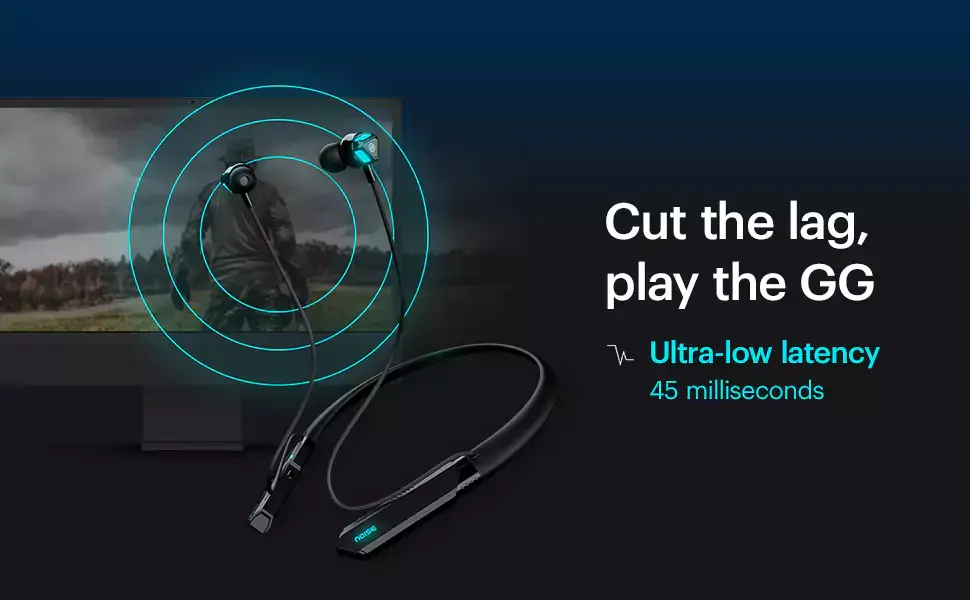 Noise Combat Gaming Neckband with Ultra Low Latency 45 Milliseconds Bluetooth Wireless with ENC with mic, instacharge and Breathing LED Lights | zopic