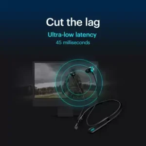 Noise Combat Gaming Neckband with Ultra Low Latency 45 Milliseconds Bluetooth Wireless with ENC with mic, instacharge and Breathing LED Lights