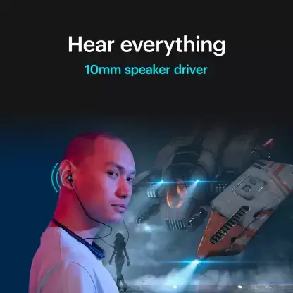 Noise Combat Gaming Neckband with Ultra Low Latency 45 Milliseconds Bluetooth Wireless with ENC with mic, instacharge and Breathing LED Lights | zopic
