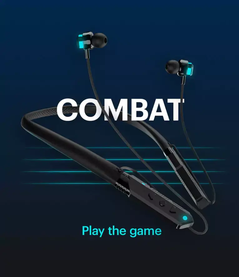 Noise Combat Gaming Neckband with Ultra Low Latency 45 Milliseconds Bluetooth Wireless with ENC with mic, instacharge and Breathing LED Lights | zopic