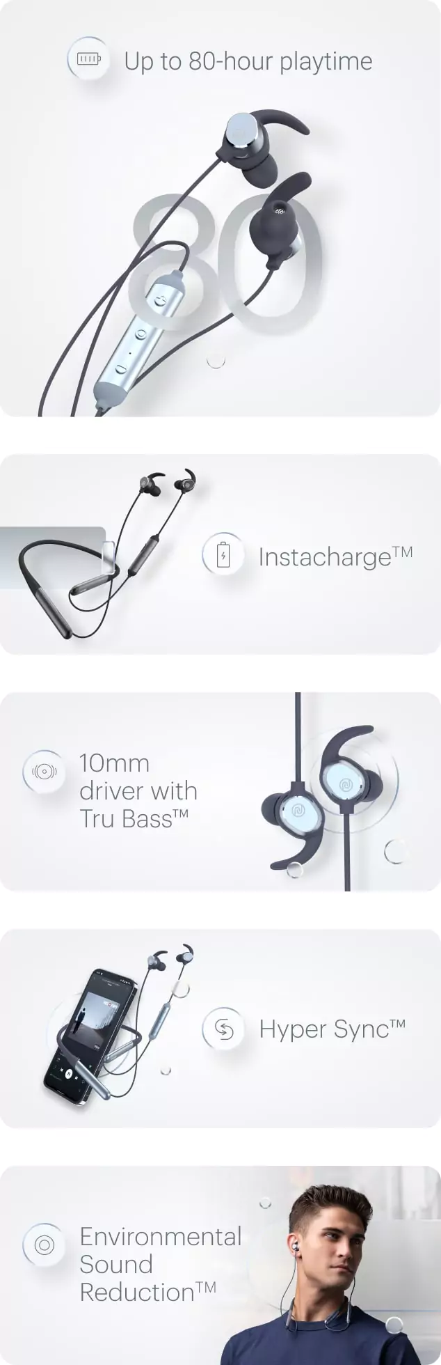 Noise Flair XL Neckband with 80hrs of playtime, ESR, Instacharge and Bluetooth v5.2 Bluetooth Headset, Type -C Charging Port, IPX5 | zopic
