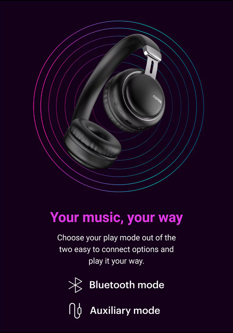Noise Powr Headphones Bluetooth Wireless On Ear with Mic, 40mm Speaker Driver, 25Hr Playtime, Instacharge, Dual Pairing, True bass Technology | zopic