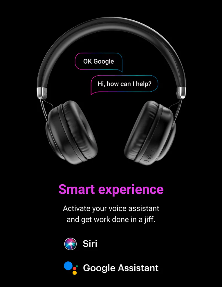 Noise Powr Headphones Bluetooth Wireless On Ear with Mic, 40mm Speaker Driver, 25Hr Playtime, Instacharge, Dual Pairing, True bass Technology | zopic