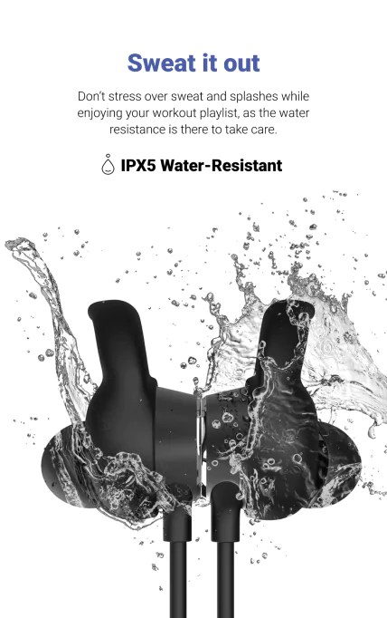 Noise Sense Neckband Bluetooth Wireless in Ear Earphones, Fast Charging, Up to 25H Playback, Powerful Bass, mic Clear Calls, Type C Port, IPX5 | zopic