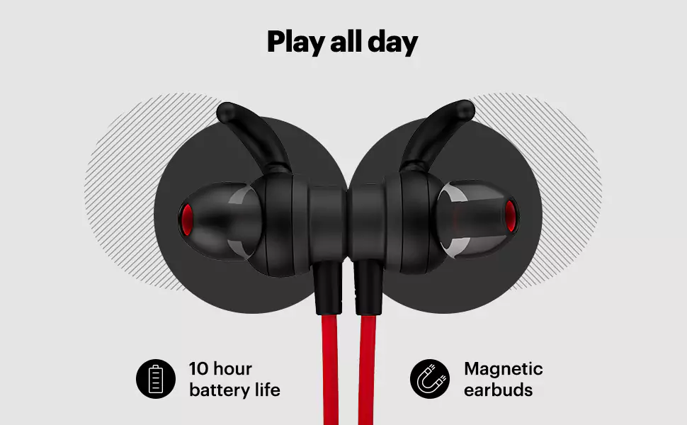 Noise Tune Active Neckband Bluetooth Wireless Headset with Upto 10 Hour Playtime, IPX5 Water Resistant, 10mm Dynamic Drivers for Great Wireless Sound | zopic