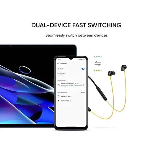 realme Buds Wireless 2S Neckband with 24Hrs Total Playback, Dual Device Switching & Type C Fast Charge, Super Low Latency Gaming Mode | zopic